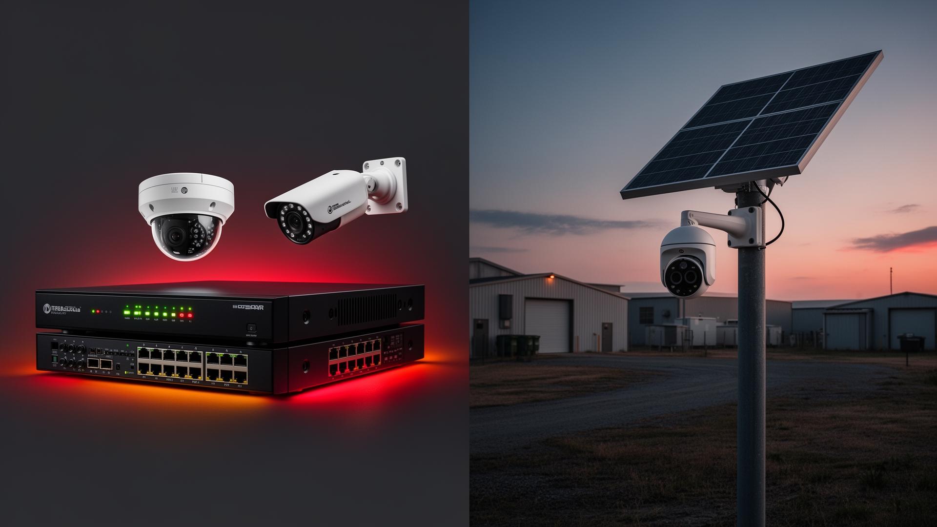 DIDSeth multi-channel NVR, dome and bullet cameras with 4G solar PTZ camera at a remote warehouse